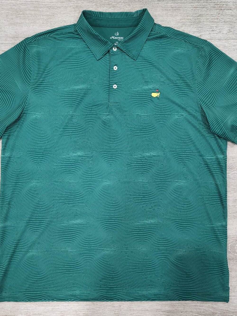 Masters Tech Polo Performance Shirt Green Striped Augusta Golf SS Men's Size XXL